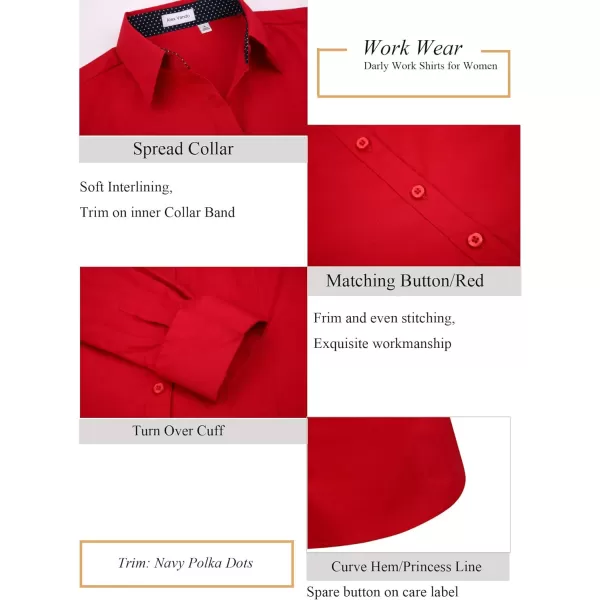 Alex Vando Womens Dress Shirts Wrinkle Free Regular Fit Long Sleeve Stretch Work Shirt