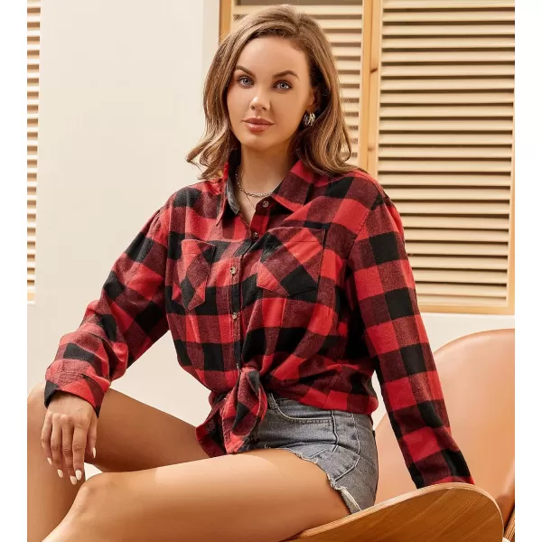 Alex Vando Womens Flannel Shirt Regular Long Sleeve Button Down Flannel Shirts for Women