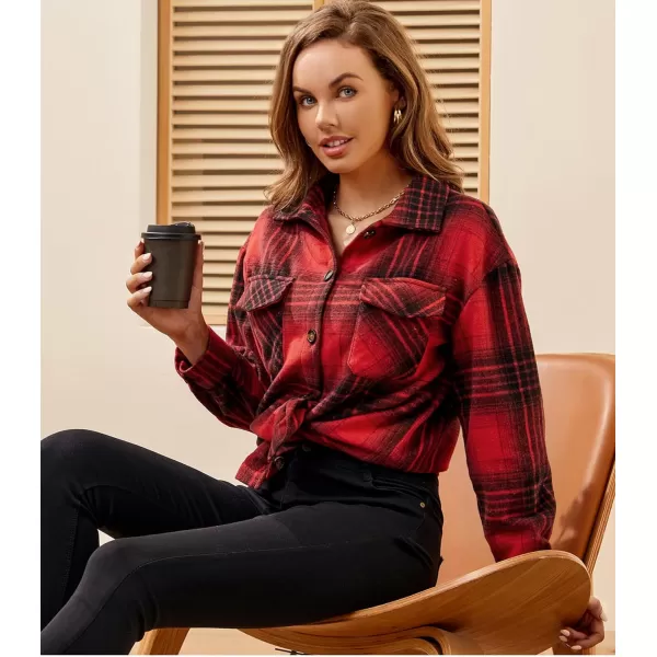 Alex Vando Womens Flannel Shirt Regular Long Sleeve Button Down Flannel Shirts for Women