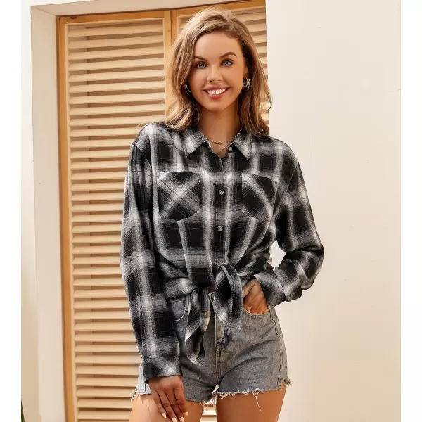 Alex Vando Womens Flannel Shirt Regular Long Sleeve Button Down Flannel Shirts for Women