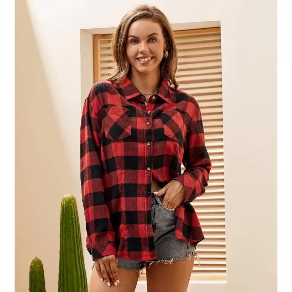 Alex Vando Womens Flannel Shirt Regular Long Sleeve Button Down Flannel Shirts for Women