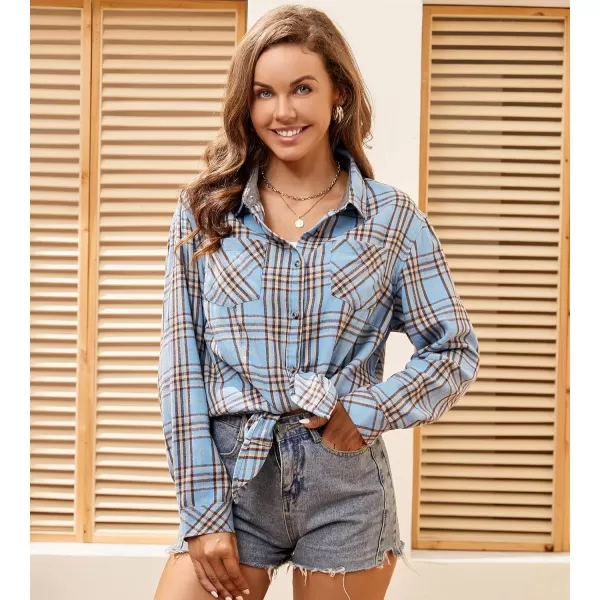Alex Vando Womens Flannel Shirt Regular Long Sleeve Button Down Flannel Shirts for Women