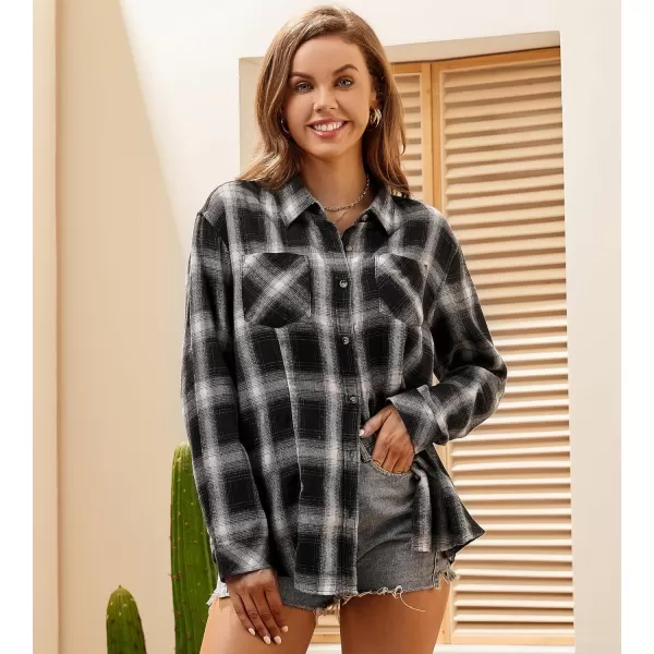 Alex Vando Womens Flannel Shirt Regular Long Sleeve Button Down Flannel Shirts for Women