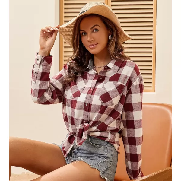 Alex Vando Womens Flannel Shirt Regular Long Sleeve Button Down Flannel Shirts for Women