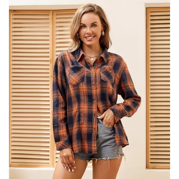 Alex Vando Womens Flannel Shirt Regular Long Sleeve Button Down Flannel Shirts for Women