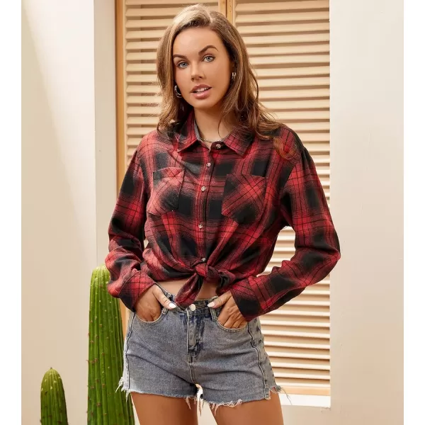 Alex Vando Womens Flannel Shirt Regular Long Sleeve Button Down Flannel Shirts for Women