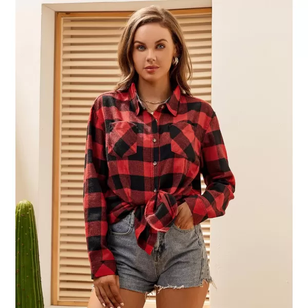 Alex Vando Womens Flannel Shirt Regular Long Sleeve Button Down Flannel Shirts for Women