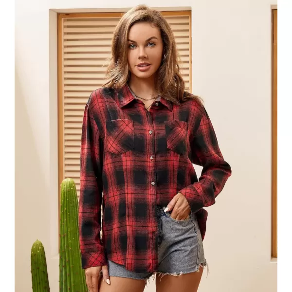 Alex Vando Womens Flannel Shirt Regular Long Sleeve Button Down Flannel Shirts for Women