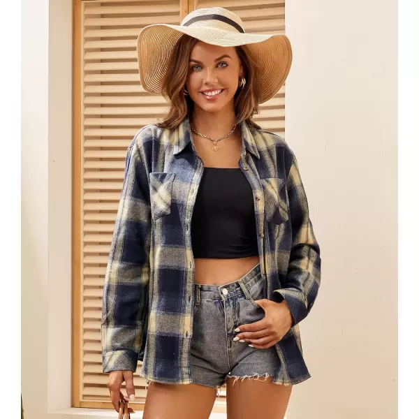 Alex Vando Womens Flannel Shirt Regular Long Sleeve Button Down Flannel Shirts for Women