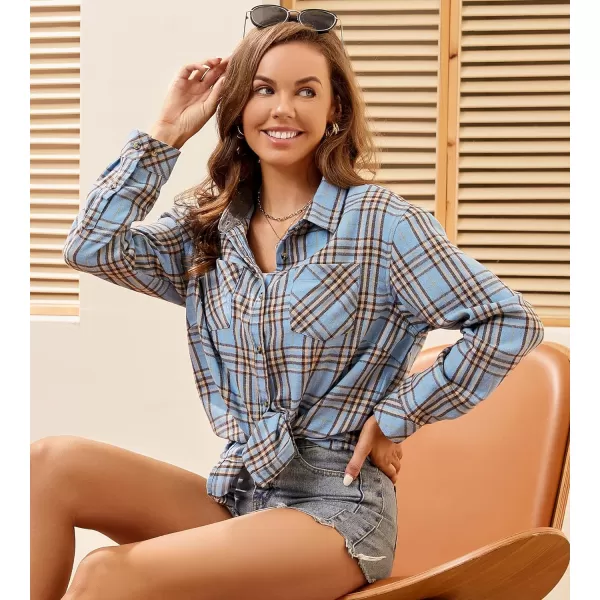 Alex Vando Womens Flannel Shirt Regular Long Sleeve Button Down Flannel Shirts for Women