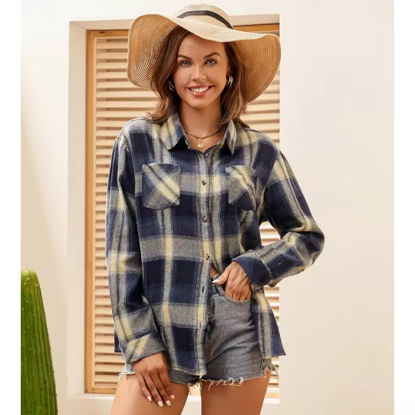 Alex Vando Womens Flannel Shirt Regular Long Sleeve Button Down Flannel Shirts for Women