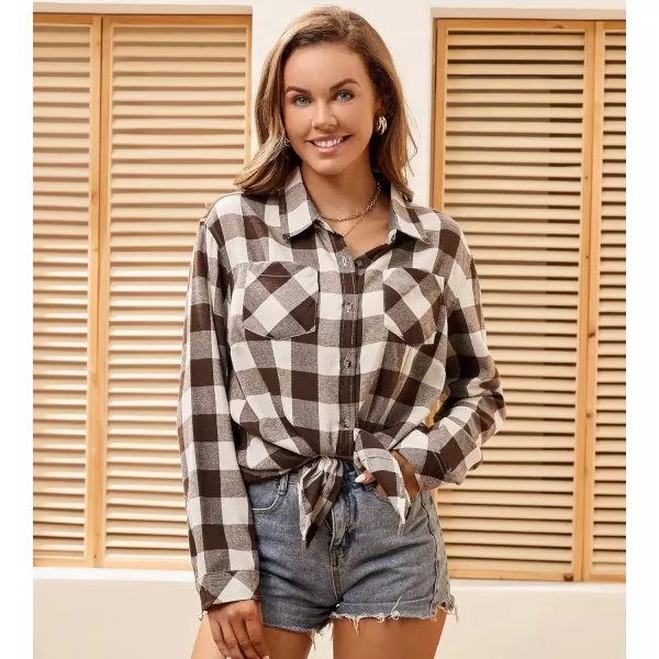Alex Vando Womens Flannel Shirt Regular Long Sleeve Button Down Flannel Shirts for Women