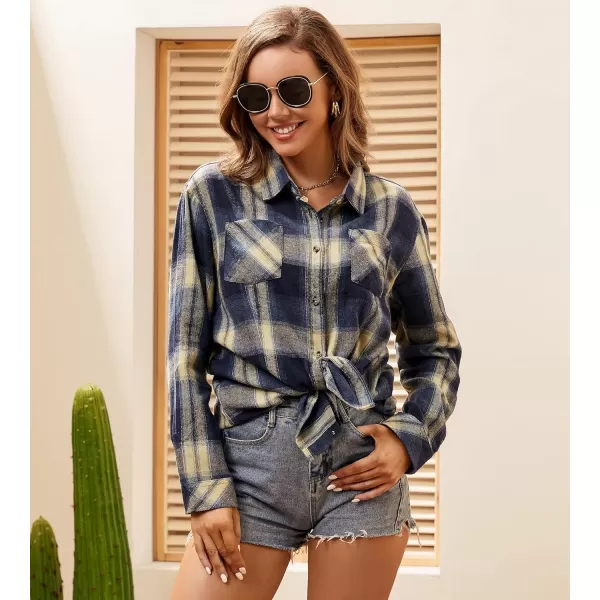 Alex Vando Womens Flannel Shirt Regular Long Sleeve Button Down Flannel Shirts for Women