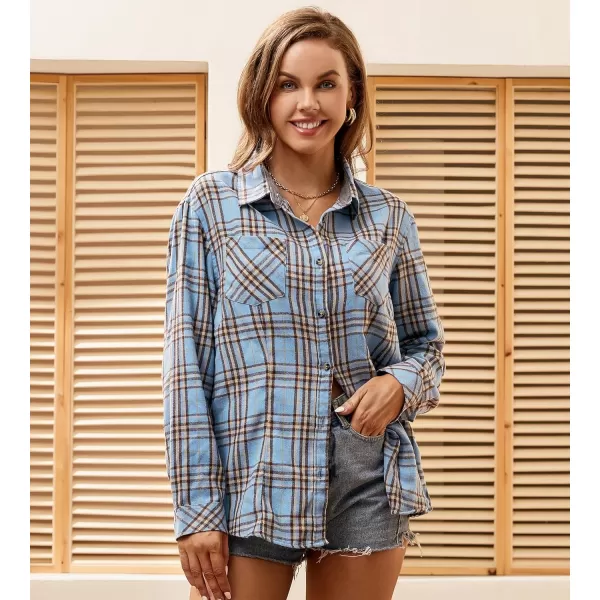 Alex Vando Womens Flannel Shirt Regular Long Sleeve Button Down Flannel Shirts for Women