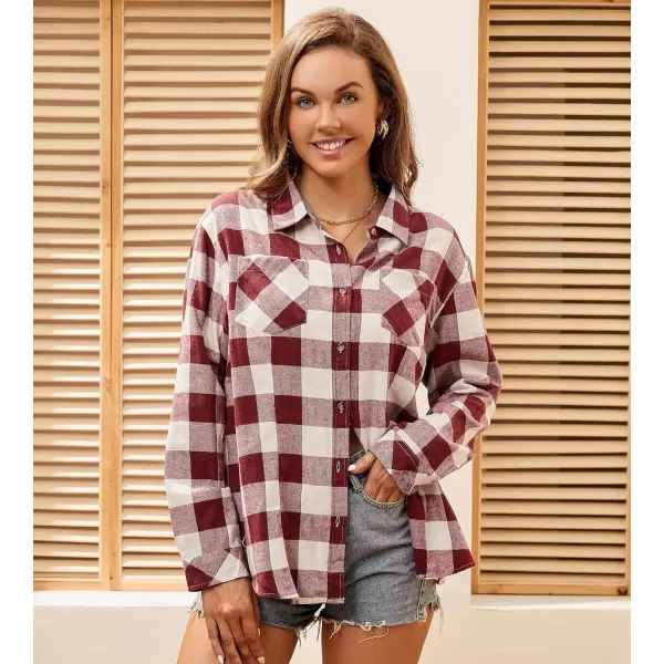 Alex Vando Womens Flannel Shirt Regular Long Sleeve Button Down Flannel Shirts for Women