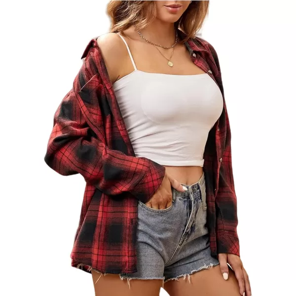 Alex Vando Womens Flannel Shirt Regular Long Sleeve Button Down Flannel Shirts for Women