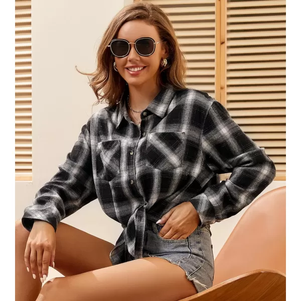 Alex Vando Womens Flannel Shirt Regular Long Sleeve Button Down Flannel Shirts for Women