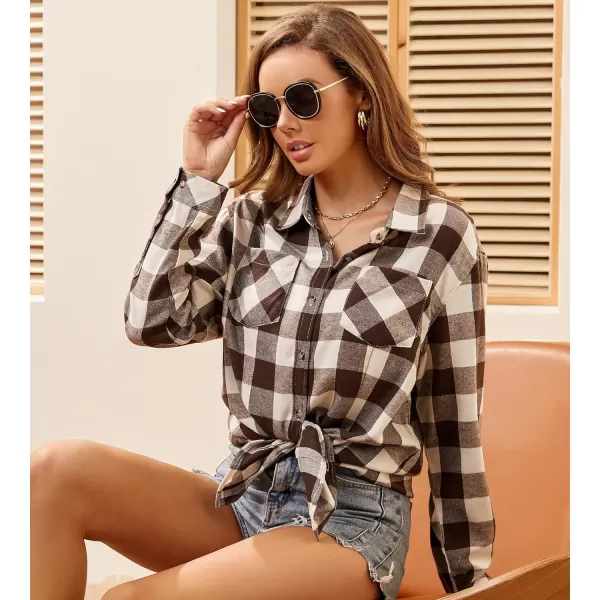 Alex Vando Womens Flannel Shirt Regular Long Sleeve Button Down Flannel Shirts for Women
