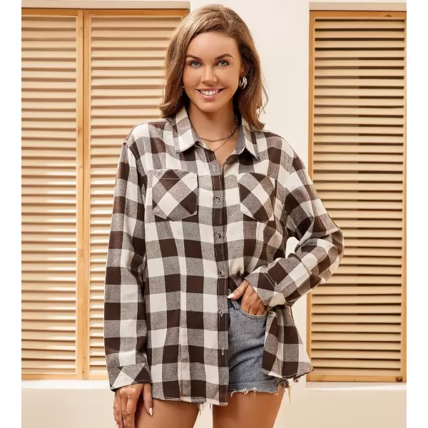 Alex Vando Womens Flannel Shirt Regular Long Sleeve Button Down Flannel Shirts for Women