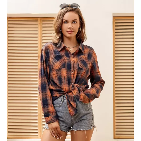 Alex Vando Womens Flannel Shirt Regular Long Sleeve Button Down Flannel Shirts for Women