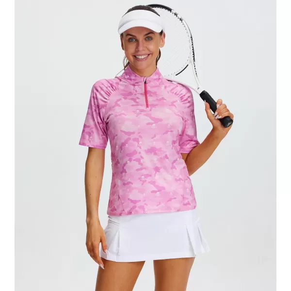 Alex Vando Women's Golf Shirts Moisture Wicking Short Sleeve Tops Solid Casual Shirts for Women