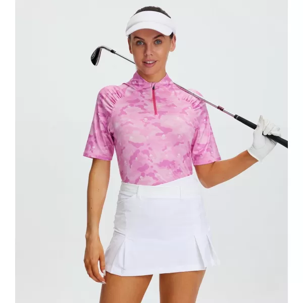 Alex Vando Women's Golf Shirts Moisture Wicking Short Sleeve Tops Solid Casual Shirts for Women