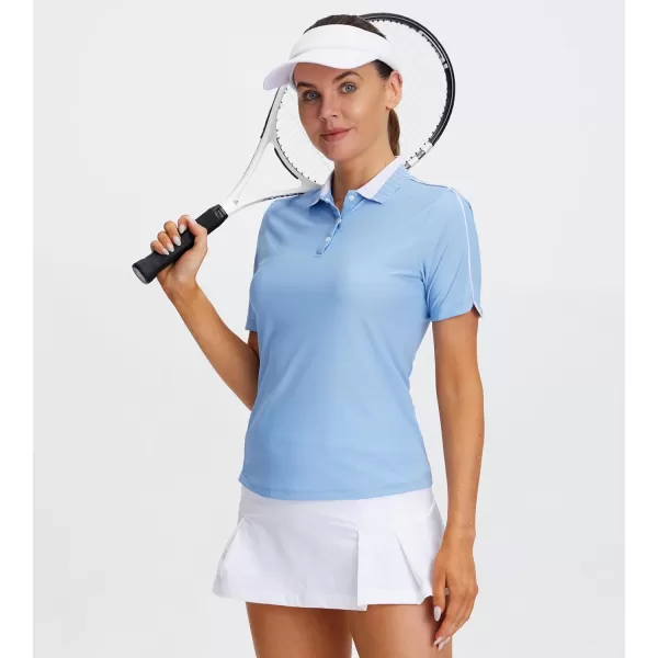 Alex Vando Women's Golf Shirts Moisture Wicking Short Sleeve Tops Solid Casual Shirts for Women