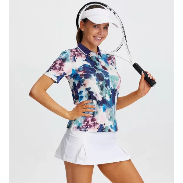 Alex Vando Women's Golf Shirts Moisture Wicking Short Sleeve Tops Solid Casual Shirts for Women