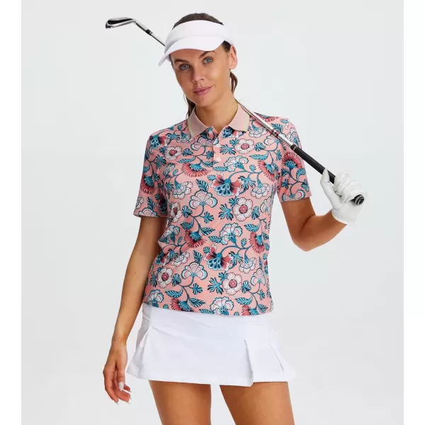 Alex Vando Women's Golf Shirts Moisture Wicking Short Sleeve Tops Solid Casual Shirts for Women