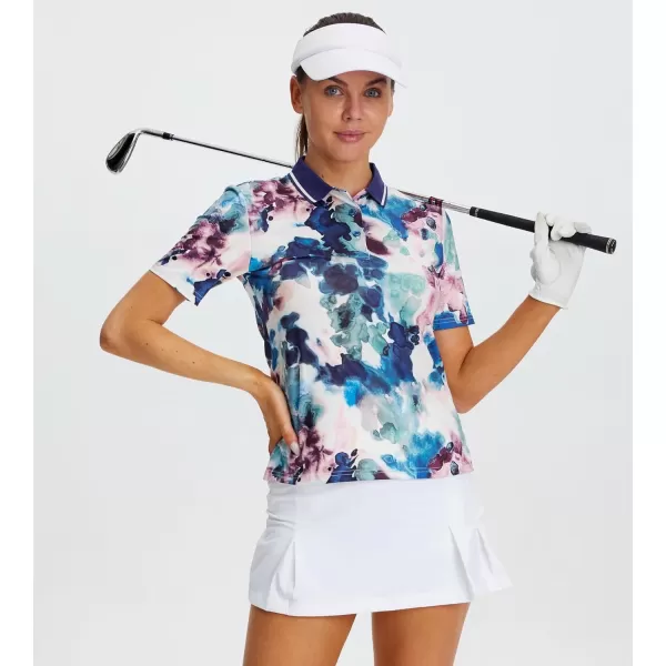 Alex Vando Women's Golf Shirts Moisture Wicking Short Sleeve Tops Solid Casual Shirts for Women