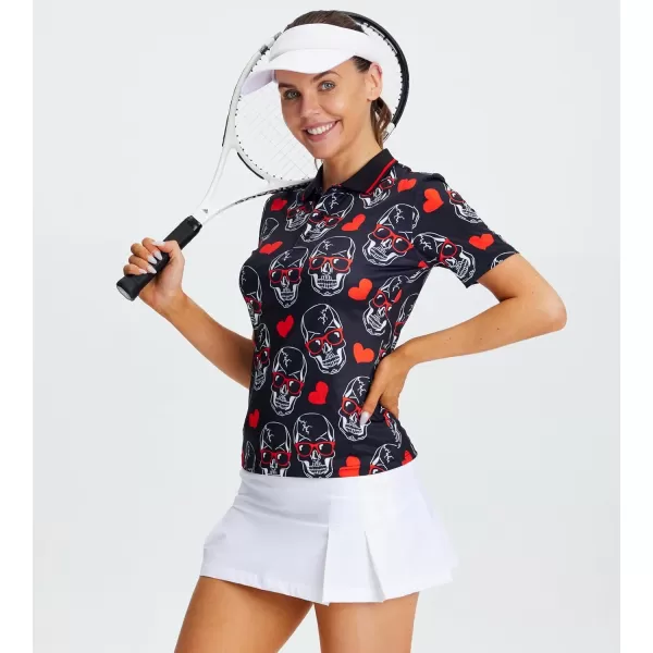 Alex Vando Women's Golf Shirts Moisture Wicking Short Sleeve Tops Solid Casual Shirts for Women