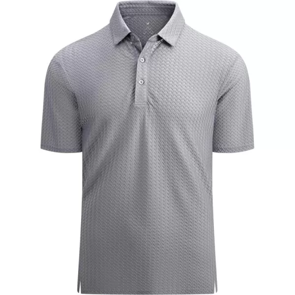 Alex Vando Mens Bubble Jacquard Polo Shirt Super Stretch Short Sleeve Polo Shirts for Men