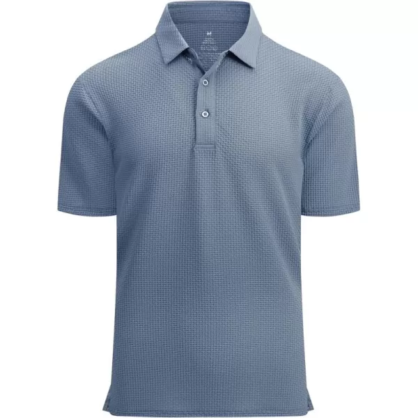 Alex Vando Mens Bubble Jacquard Polo Shirt Super Stretch Short Sleeve Polo Shirts for Men