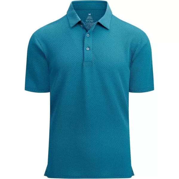 Alex Vando Mens Bubble Jacquard Polo Shirt Super Stretch Short Sleeve Polo Shirts for Men
