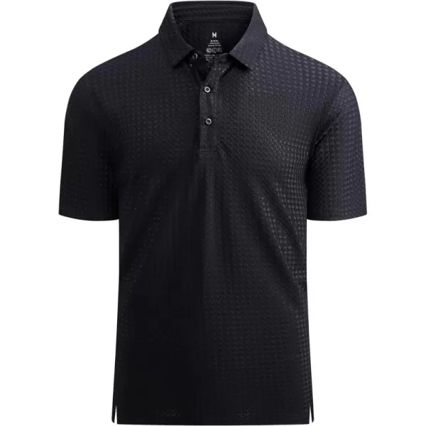 Alex Vando Mens Bubble Jacquard Polo Shirt Super Stretch Short Sleeve Polo Shirts for Men