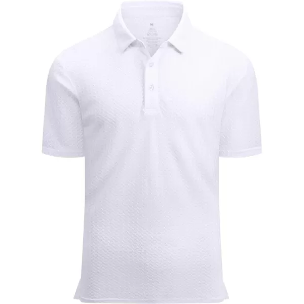 Alex Vando Mens Bubble Jacquard Polo Shirt Super Stretch Short Sleeve Polo Shirts for Men