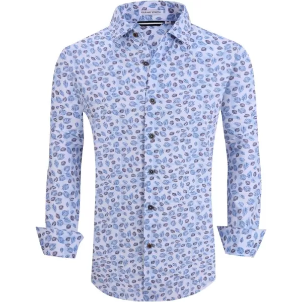 Alex Vando Mens Button Down Shirts Wrinkle Free 4-Way Stretch Print Business Casual Shirt