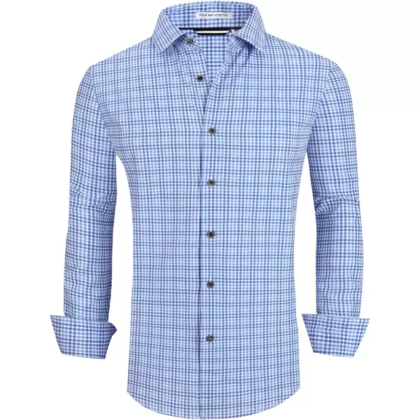Alex Vando Mens Button Down Shirts Wrinkle Free 4-Way Stretch Print Business Casual Shirt
