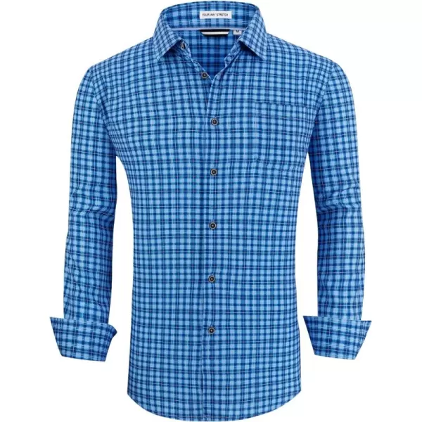 Alex Vando Mens Button Down Shirts Wrinkle Free 4-Way Stretch Print Business Casual Shirt