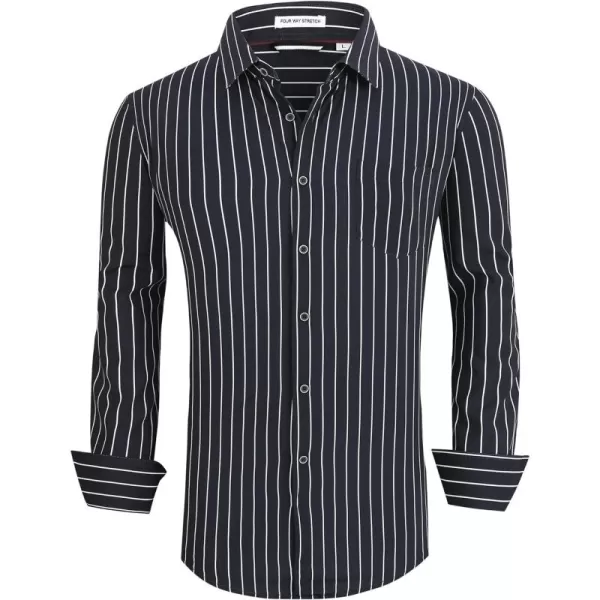 Alex Vando Mens Button Down Shirts Wrinkle Free 4-Way Stretch Print Business Casual Shirt