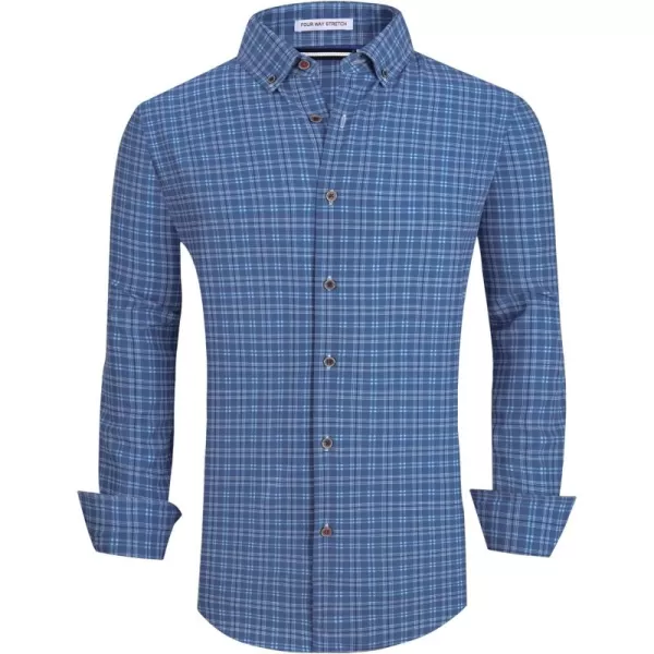 Alex Vando Mens Button Down Shirts Wrinkle Free 4-Way Stretch Print Business Casual Shirt
