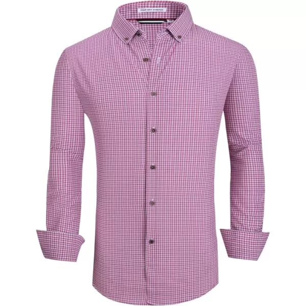Alex Vando Mens Button Down Shirts Wrinkle Free 4-Way Stretch Print Business Casual Shirt