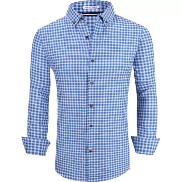 Alex Vando Mens Button Down Shirts Wrinkle Free 4-Way Stretch Print Business Casual Shirt