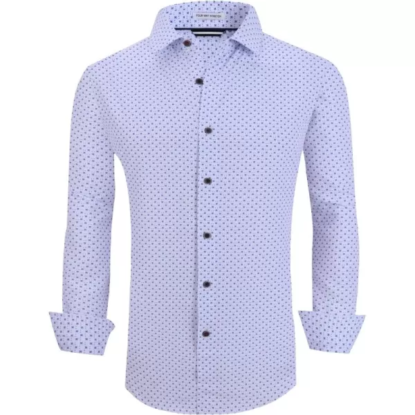 Alex Vando Mens Button Down Shirts Wrinkle Free 4-Way Stretch Print Business Casual Shirt