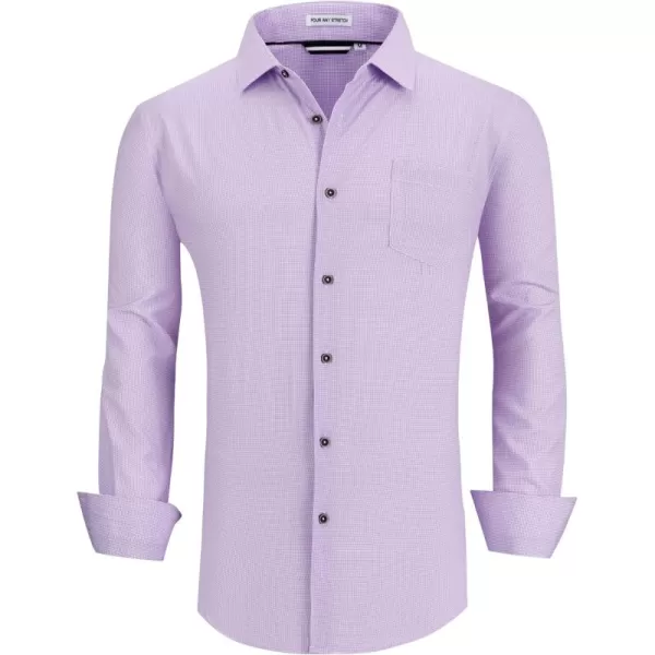 Alex Vando Mens Button Down Shirts Wrinkle Free 4-Way Stretch Print Business Casual Shirt