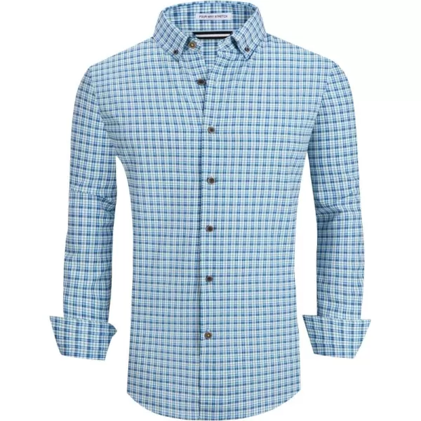 Alex Vando Mens Button Down Shirts Wrinkle Free 4-Way Stretch Print Business Casual Shirt
