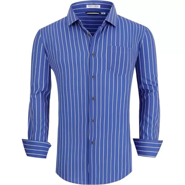 Alex Vando Mens Button Down Shirts Wrinkle Free 4-Way Stretch Print Business Casual Shirt