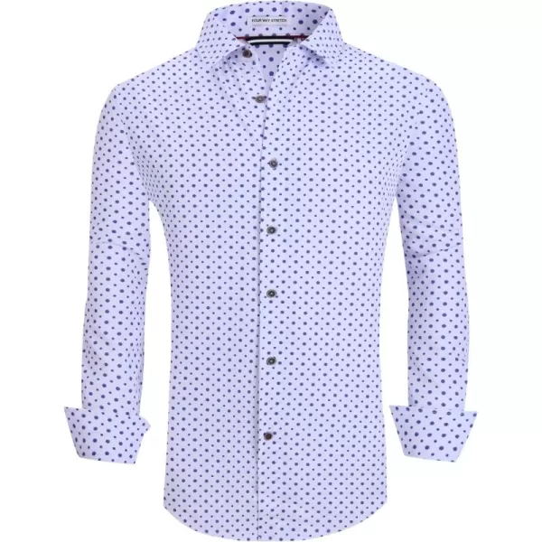 Alex Vando Mens Button Down Shirts Wrinkle Free 4-Way Stretch Print Business Casual Shirt