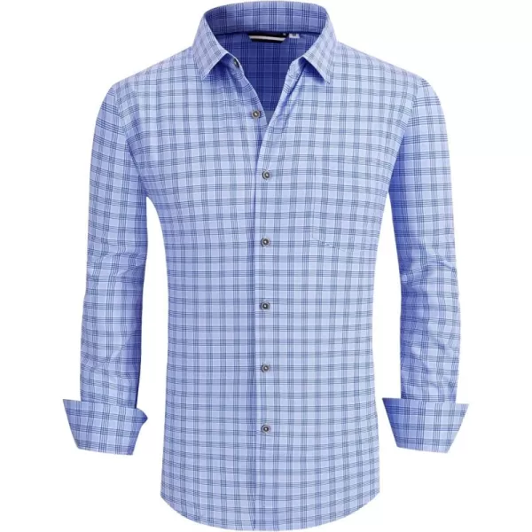 Alex Vando Mens Button Down Shirts Wrinkle Free 4-Way Stretch Print Business Casual Shirt