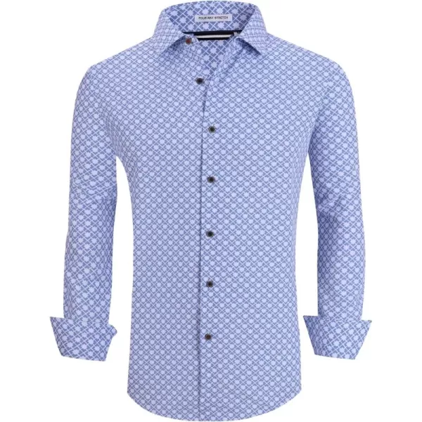 Alex Vando Mens Button Down Shirts Wrinkle Free 4-Way Stretch Print Business Casual Shirt